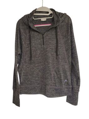Women's HEAD Lightweight Breathable Gray 1/4 Zip Hoodie with Pockets Size Small